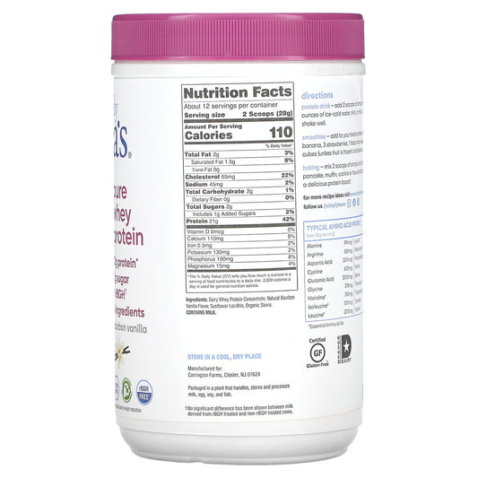 Tera's Whey rBGH Free Whey Protein Bourbon Vanilla  (1x12 OZ)