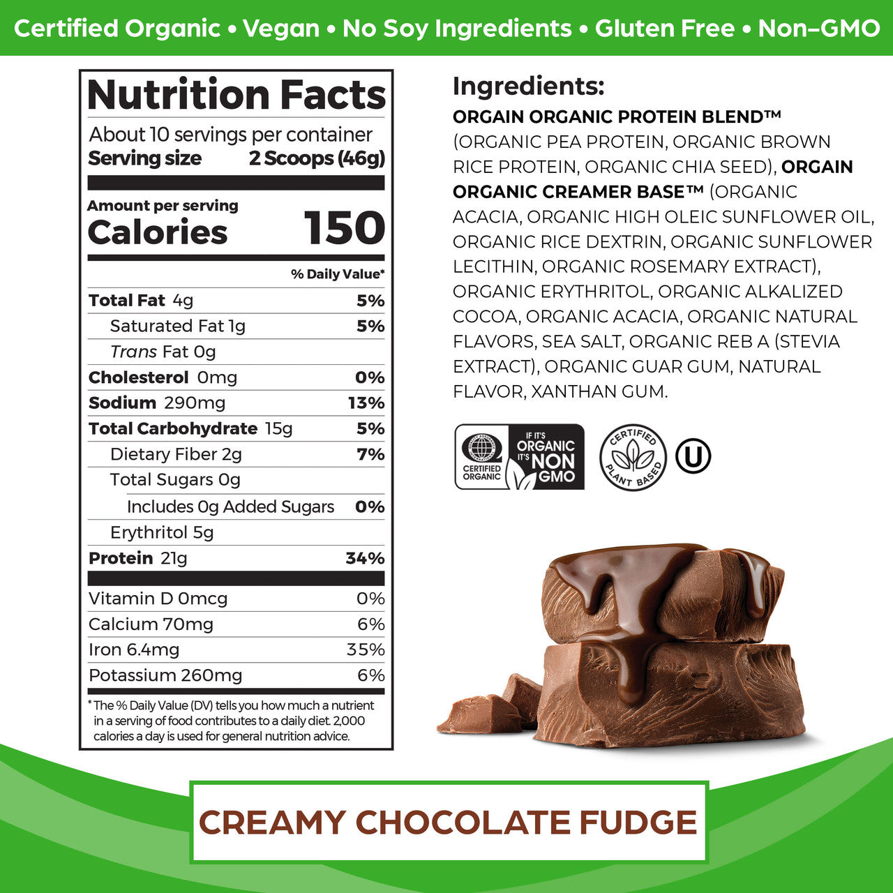 Orgain Creamy Chocolate Fudge (1X1.02 Lb  )