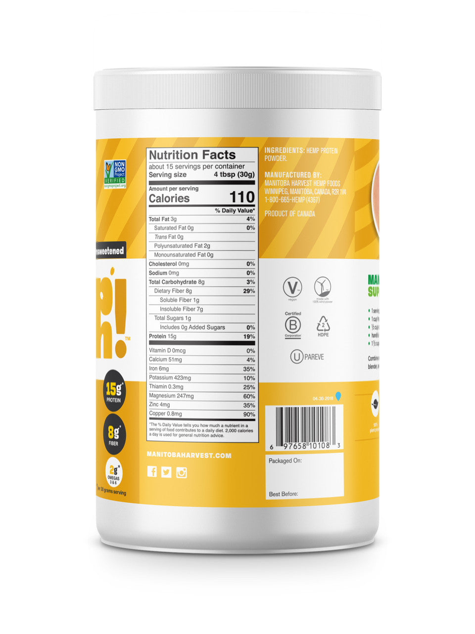 Manitoba Harvest Hemp Protein Powder (1x16 Oz)